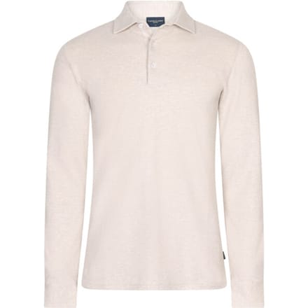 Cavallaro Napoli Polo Camicia Long Sleeve Fine Mélange Dark Kitt Melange / male