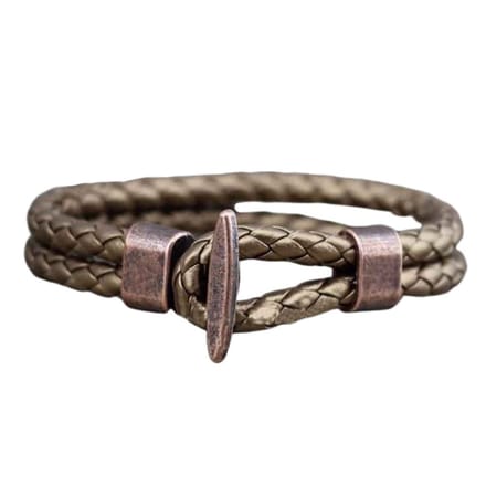 Marama - armband goud leer gesp brons - unisex - heren - dames - 21 cm.