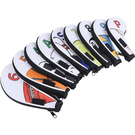 9 Stuks Golf IJzer Headcovers Sleeve Digitaal Rits Sport Patroon Beschermend PU Waterdicht black