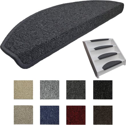 Elite Trapmatten - 15 stuks - Lima donker Grijs - 56x17x3,5cm - halve maantjes - zelfklevend