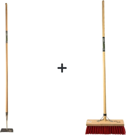 Synx Tools Rechte Schoffel 18 cm +Nylon Straatbezem 40cm - 160cm Staal met Handvat - Schoffel - Nylon