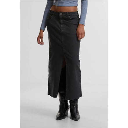 Urban Classics - High Slit Denim Lange rok - Taille, 28 inch - Zwart
