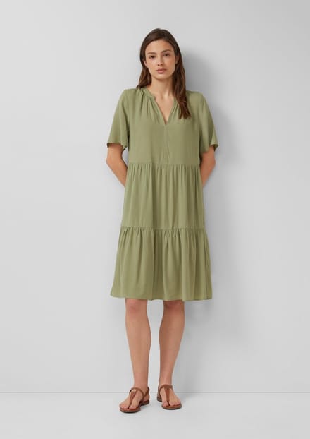 s.Oliver - female - Korte viscose jurk met plooien