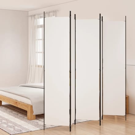 vidaXL - Kamerscherm - met - 5 - panelen - 250x220 - cm - stof - wit