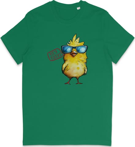 Heren en Dames T Shirt - Grappige Cartoon Kuiken 'Hey There' - Groen - M