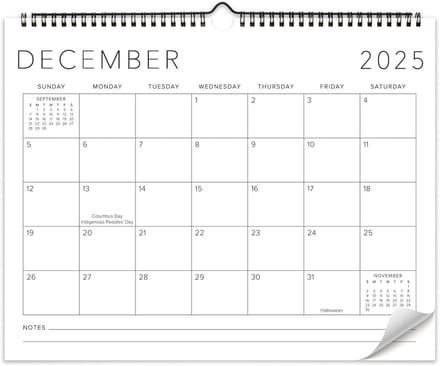 Grote Wandkalender 2025-2026 Minimalistisch Maandoverzicht
