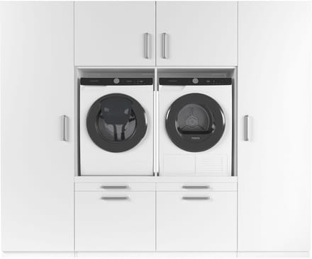 Wasophoogte® Wasmachine Kast Dublin - Wasmachine verhoger - Wasmachine ombouw - 700(D)*2530(B)*2110(H) mm - Wit