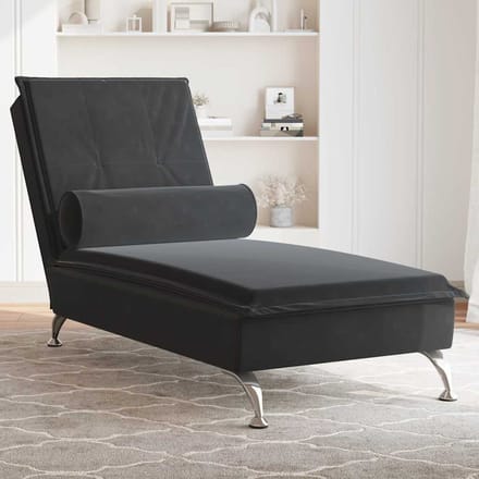 vidaXL - Massage - chaise - longue - met - bolster - fluweel - zwart
