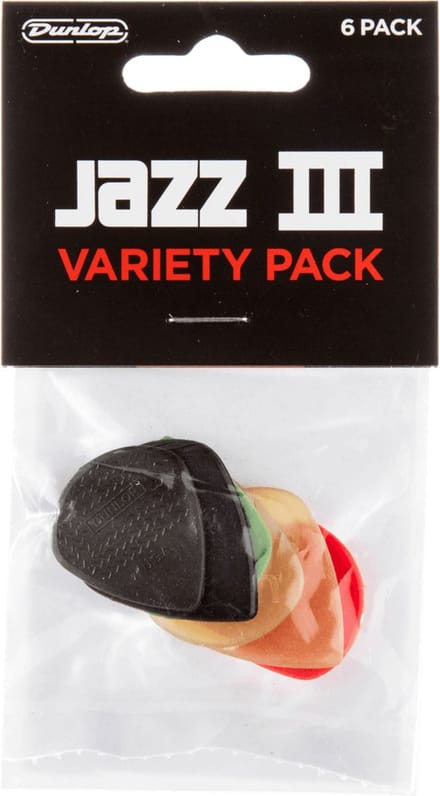 Dunlop PVP103 Jazz III Variety Plectrum 6-Pack - Plectra, medium / heavy, mix van 6 stuks