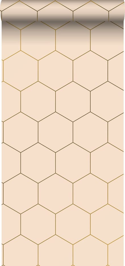 ESTAhome behang hexagon licht perzikroze - 53 cm x 10.05 m - 139226