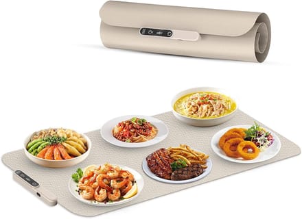 Elektrische Voedselwarmer - Verwarmingsmat - Maaltijden Warm Houden - Instelbare Temperatuur - 38 x 60 cm - Gebroken Wit