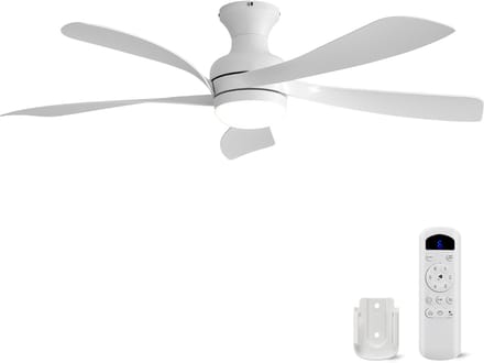 Plafondventilator Met Lamp - 5 ABS Bladen - Ø 132 cm - Dimbare lamp - Met Afstandsbediening - 6 ventilatorstanden - LED's Light - Wit
