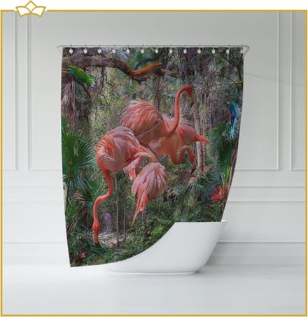 ATTREZZO® Douchegordijn Flamingo - 150x180 cm