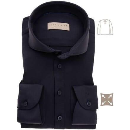John Miller Slim Fit Long Sleeve Polo Donker Blauw / male