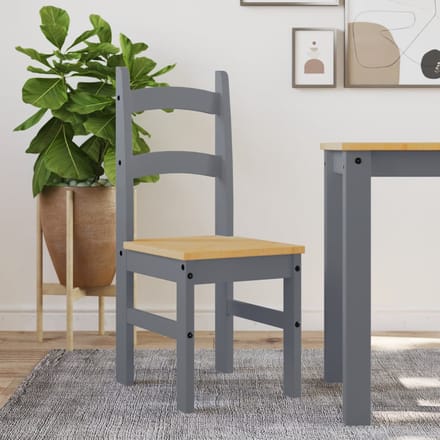 vidaXL - Eetkamerstoelen - 2 - st - 40x46x99 - cm - massief - grenenhout - grijs