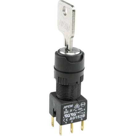 APEM A018125 A018125 Sleutelschakelaar 1 x 90 ° 1 stuk(s)