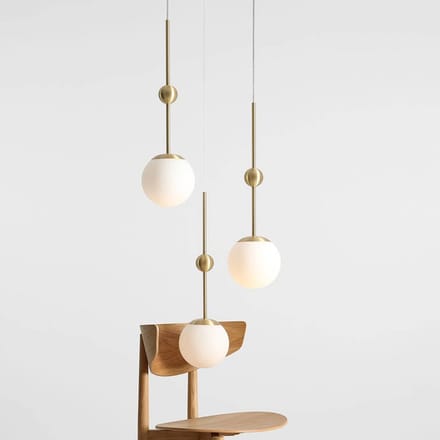 ALDEX Hanglamp Joel, rondell messing/wit, 3-lamps