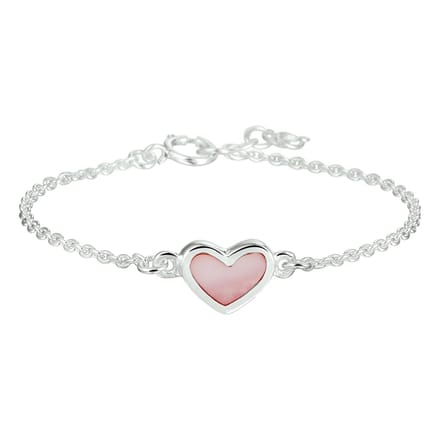 YO&NO -Armband hart - 13 - 15 cm - Kinderen - Parelmoer - Zilver 925