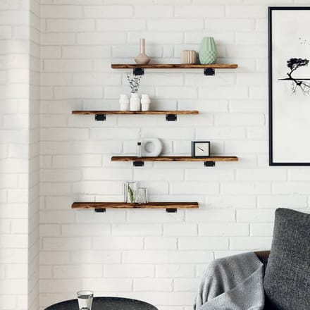 vidaXL - Wandschappen - 4 - st - 60x10x1,5 - cm - bewerkt - hout - gerookt - eikenkleur