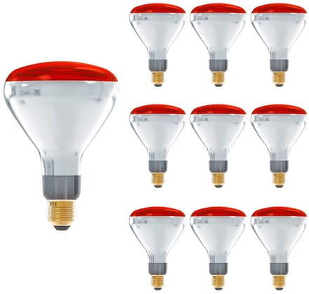 Technik R125 Infraroodlamp E27 150W - 1250lm - 2700K - Half Rood Licht - Warmtelamp - 10 stuks