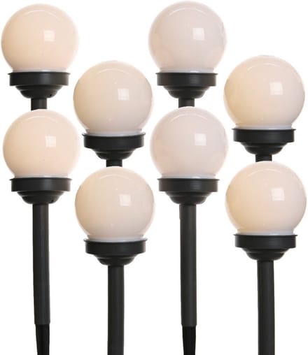 Lumineo solar prikspots - set 8x - bollen verlichting - H27 cm - warm wit