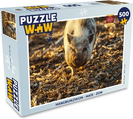 Puzzel Hangbuikzwijn - Maïs - Zon - Legpuzzel - Puzzel 500 stukjes