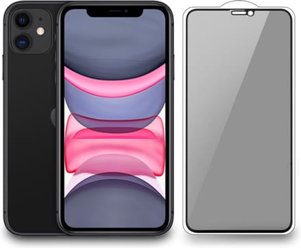 Smartphonica iPhone 11 privacy full cover tempered glass screenprotector van gehard glas met afgeronde hoeken geschikt voor iPhone 11