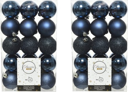 Decoris kerstballen - 60x st - donkerblauw - D6 cm - kunststof - kerstversiering