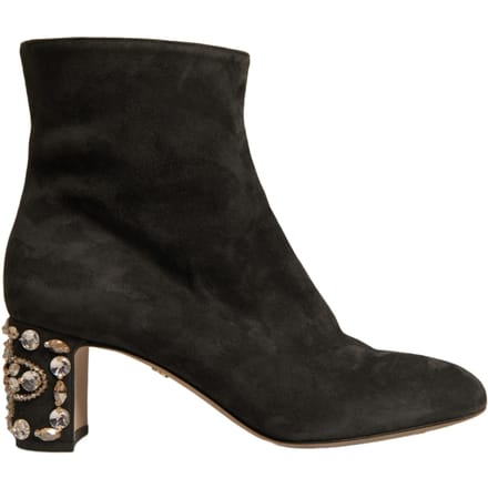 Dolce & Gabbana Zwarte Versierde Hak Enkellaarsjes Schoenen