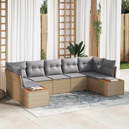 vidaXL Tuin Sofa Set 7 st Beige poly rattan
