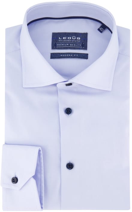 Ledub overhemd lichtblauw modern fit wide collar