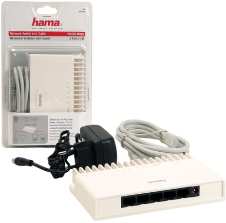 Hama Netwerk Switch - 5 poort - 10/100 Mbps - Netwerk Kabel - Wit