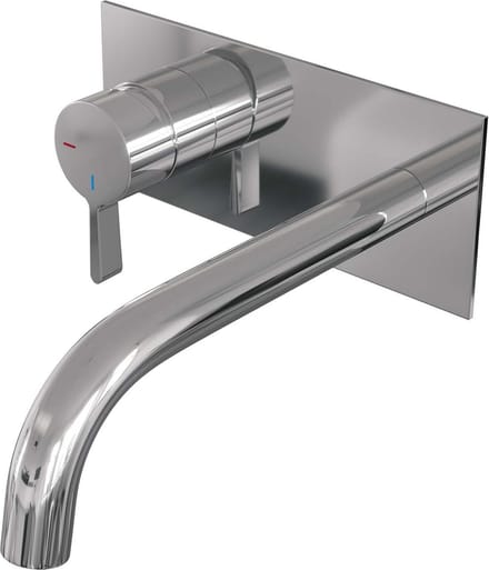 Brauer Chrome Edition inbouw wastafelmengkraan met gebogen uitloop en afdekplaat model E2 chroom