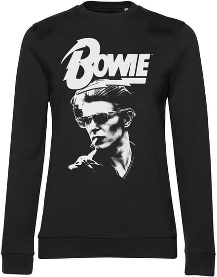 David Bowie Dames-smoking Portrait Girly-sweatshirt PS-53-DBO007-H69-16