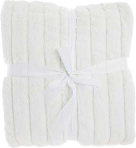 Unique Living Vent du Sud - bedsprei - fake fur bont - rib - dove white - 220x240cm