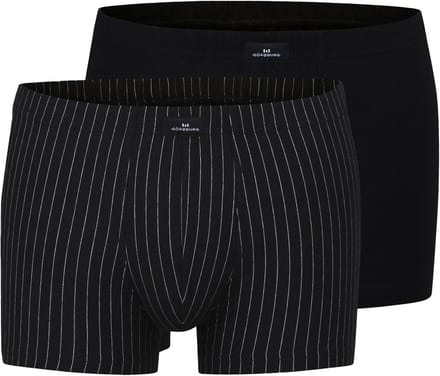 Gotzburg heren boxer normale lengte (2-pack) - zwart en zwart-wit gestreept