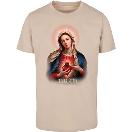 Mister Tee - Praying Mary Heren Tshirt - M - Creme