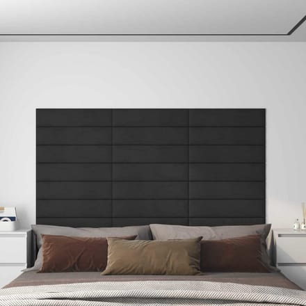vidaXL - Wand - Hoofdbord - 12 - st - Zwart - Fluweel