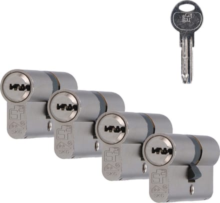 S2 veiligheidsprofielcilinder F6 30/30 SKG 2, dubbel cilinder (4 stuks)