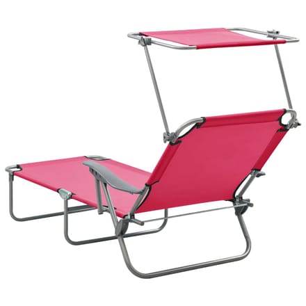 vidaXL - Ligbed - met - luifel - staal - roze