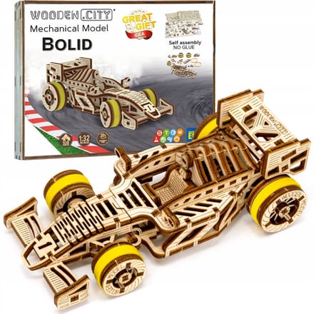 Wooden City Bolide Houten 3D Auto Puzzle - Mechanisch Model