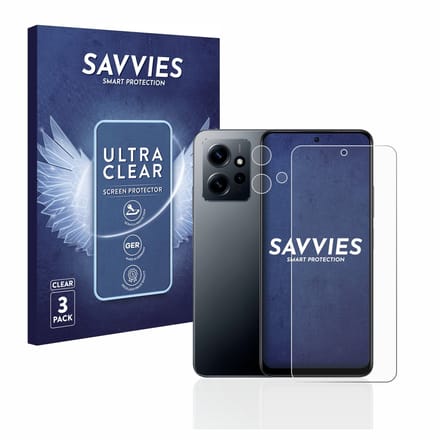 Savvies - Screenprotector voor Xiaomi Redmi Note 12 4G (Voor+Camera) - Folie Beschermfolie transparant 6 Stuks