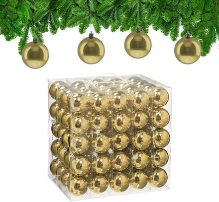 kerstballen set van 100 - Ø 6 cm - glanzend - kunststof - goud