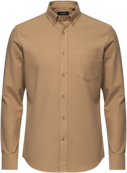 OMBRE Overhemd - Regular Fit - Katoen - Lange Mouw Koffie S