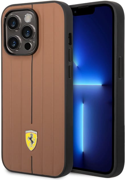 Ferrari Back cover - iPhone 14 Pro - Gold/Yellow - Embossed Stripes - Stijlvolle bescherming