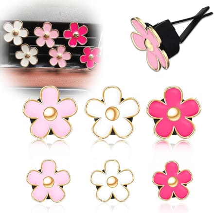 Leuke Madeliefje Bloem Air Vent Clips - 6 Stuks Roze Auto Luchtverfrissers
