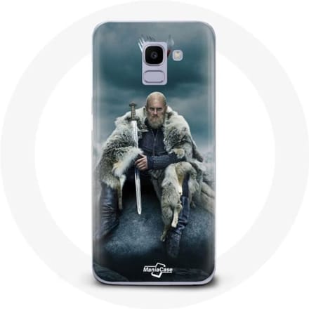Coque - Vikings - Galaxy A8 2018 - Souple - Protection - Ragnar Lothbrok logo V Epée gris