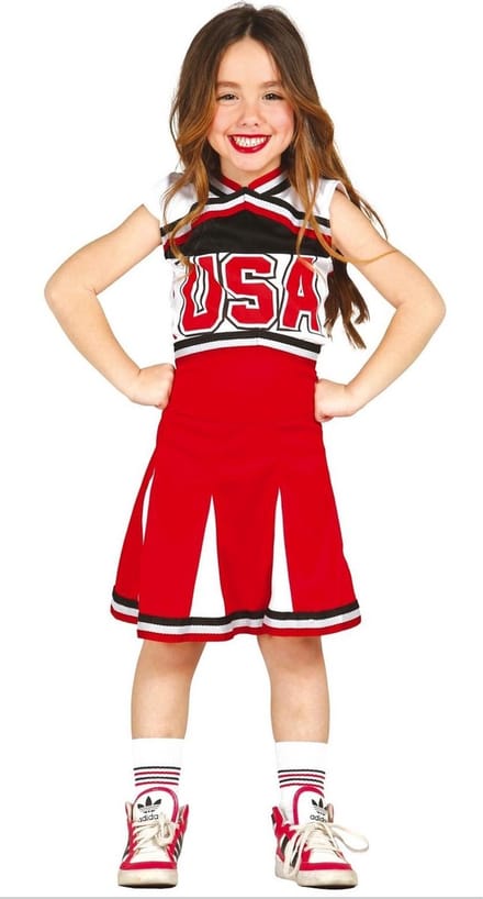 Fiestas Guirca - Cheerleader Rood - 14-16 jaar - Carnavalskleding - Carnaval - carnavalskleding 2027 - Carnaval kostuum