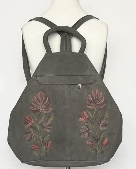 N3 Collecties Suede Geborduurde Handgemaakt Rugzak - Groen
