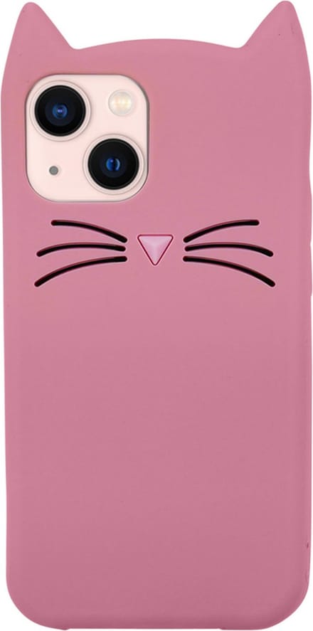 Peachy Schattige kat siliconen hoesje geschikt voor iPhone 14 Plus - roze